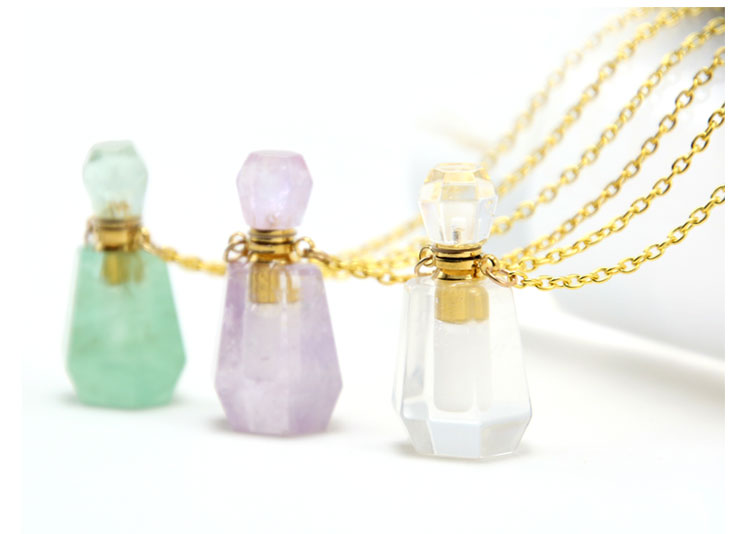 Natural Green Aventurine Essential Oil Bottle Necklace