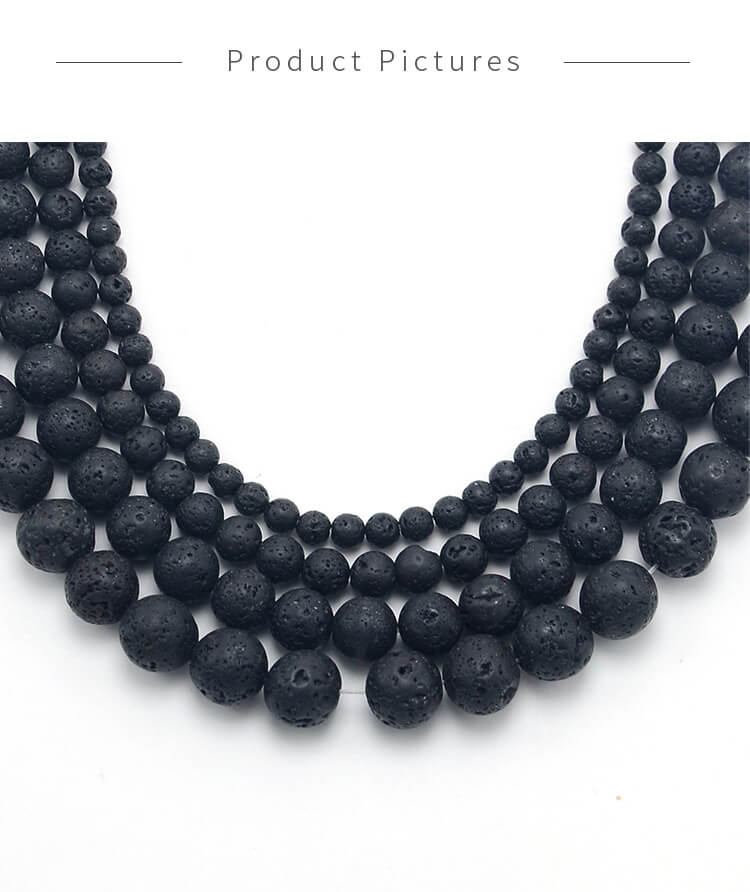 Wholesale Jewelry Making Supplier 4/6/8/10mm Black Lava Round Natural Stone Beads for Bracelet