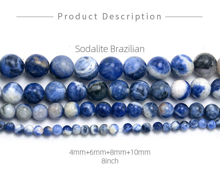 Wholesale 4/6/8/10mm Natural Stone Sodalite Round Beads for DIY Jewelry Making