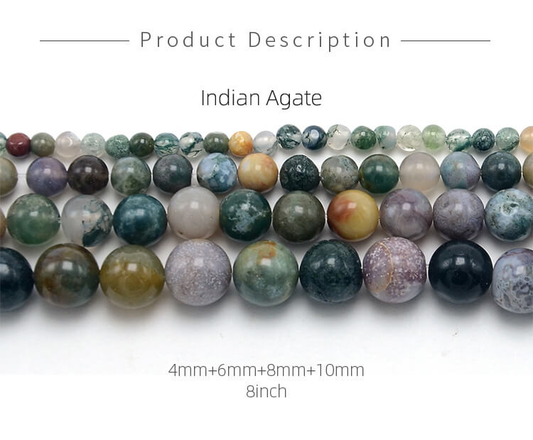 Jewelry Making Supplier 4/6/8/10mm Indian Agate Round Natural Stone Beads for DIY Jewelry Making