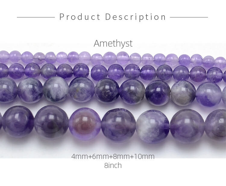 Hot Sell 4/6/8/10mm High Quality Natural Amethyst Round Jewelry Natural Stone Beads for DIY Jewelry Making