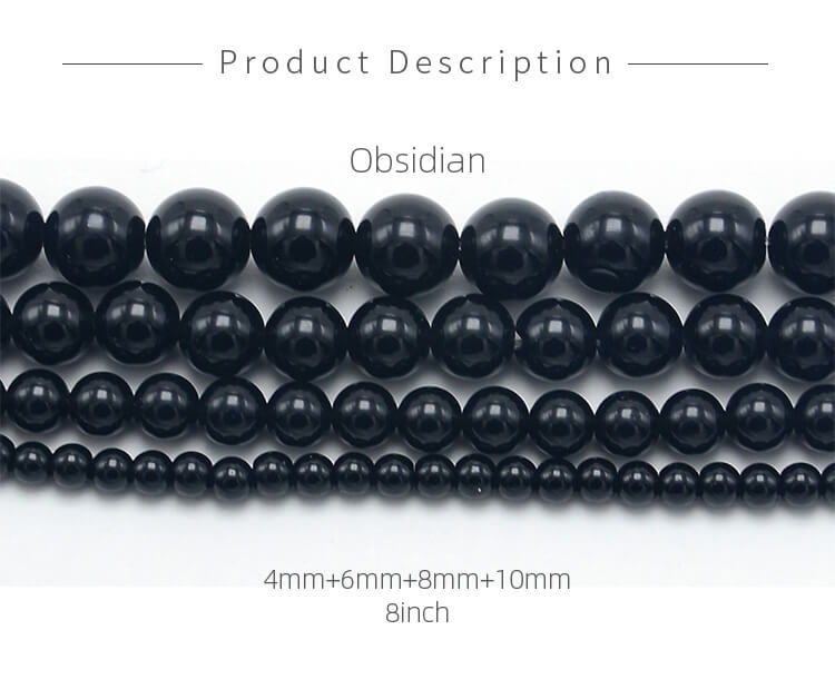 Wholesale 4mm 6mm 8mm 10mm Natural Gemstone Obsidian Round Beads for Men Women Bracelet