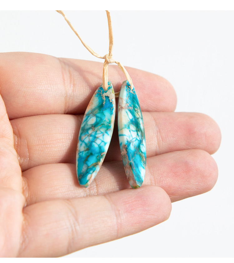 Impression Jasper Gem Pendant Turquoise for DIY Jewelry Imperial Jasper Gemstone Necklace Making