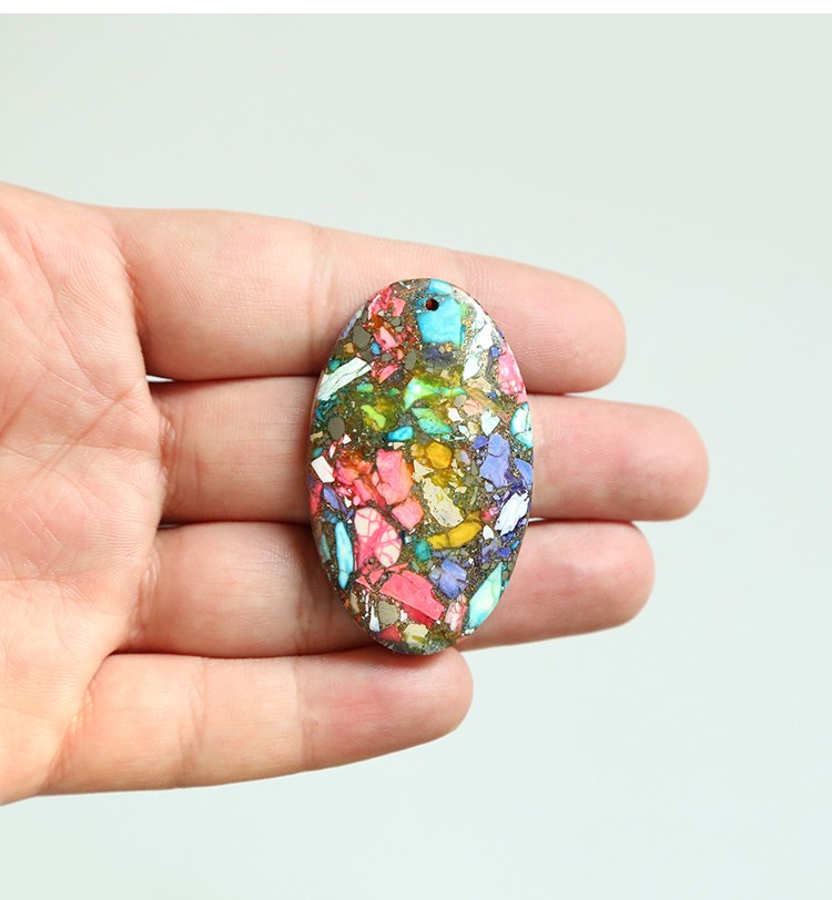 Colorful Imperial Jasper Impression Jasper Gem Pendant for DIY Jewelry Gemstone Necklace Making