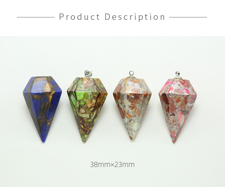 Multi Color Impression Jasper Facted Sharp Cone Gem Pendant for DIY Jewelry Gemstone Necklace Making