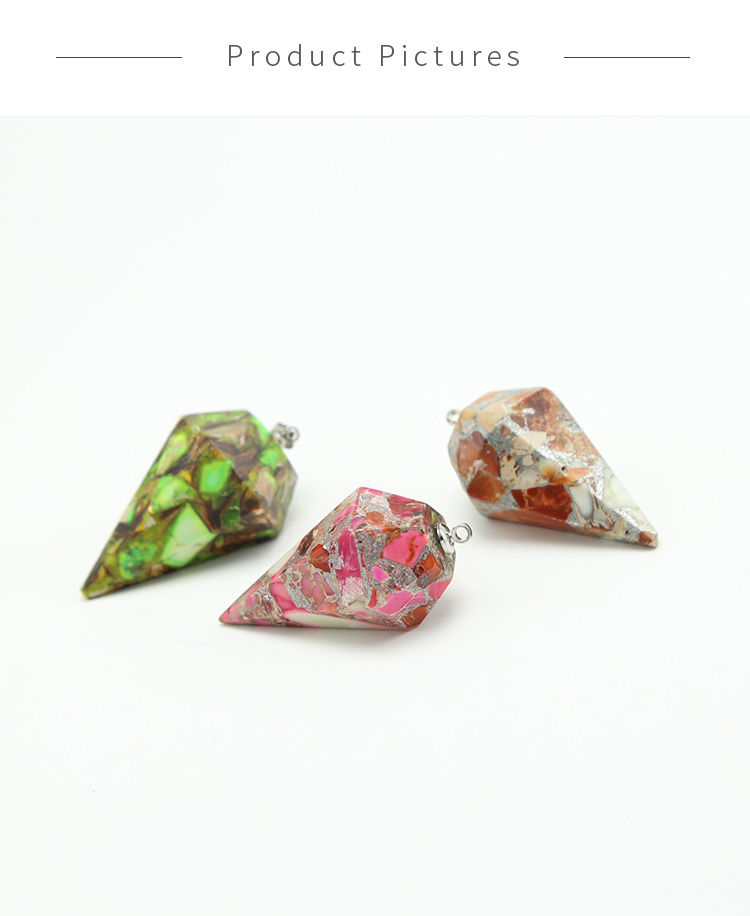 Multi Color Impression Jasper Facted Sharp Cone Gem Pendant for DIY Jewelry Gemstone Necklace Making