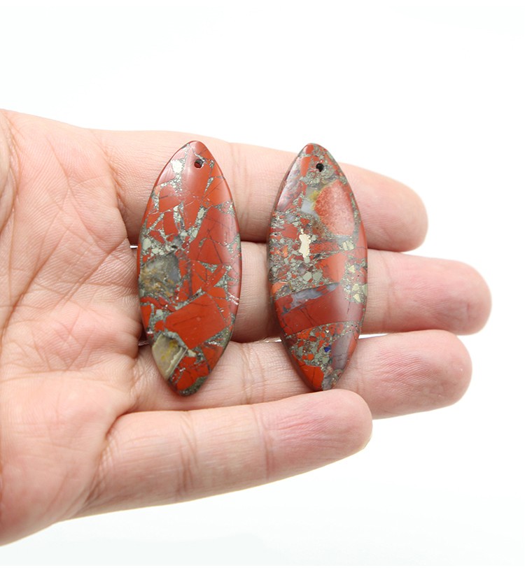 Gold Foil Red Jasper Horse Eye Gem Pendant for DIY Jewelry Gemstone Necklace Making