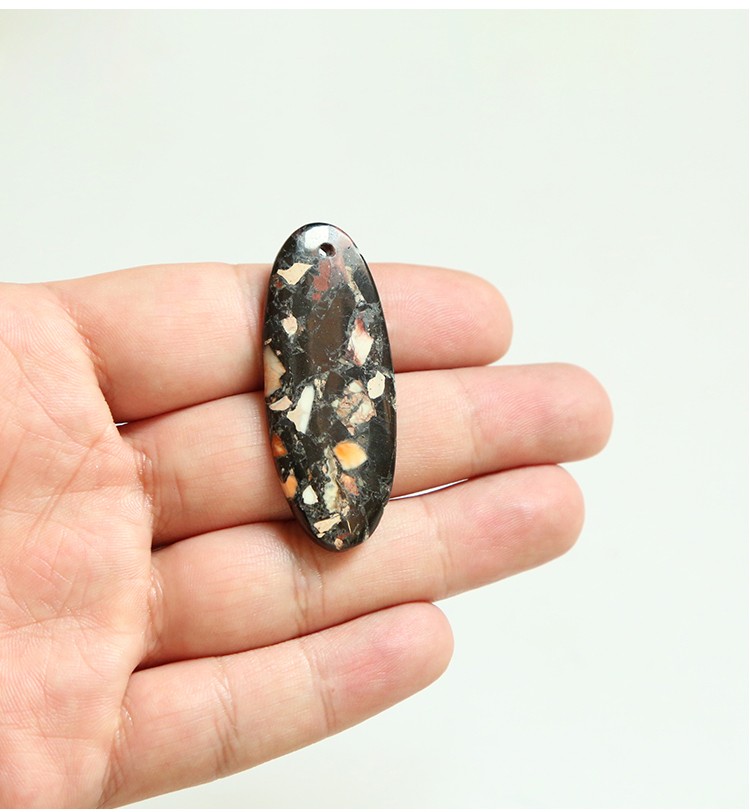 Composite Jet w/ Impression Jasper Gem Pendant for DIY Jewelry Gemstone Necklace Making