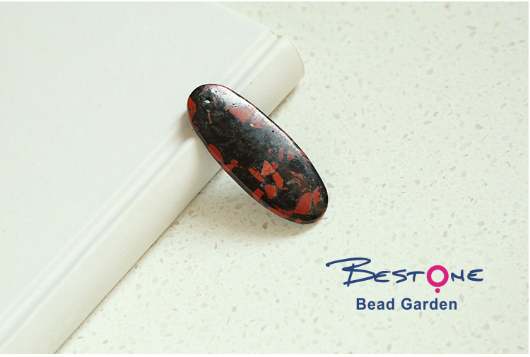 Composite Red Jasper w/ Jet Gem Pendant for DIY Jewelry Gemstone Necklace Making