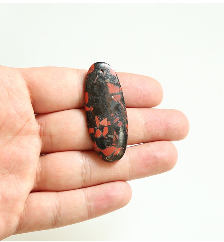 Composite Red Jasper w/ Jet Gem Pendant for DIY Jewelry Gemstone Necklace Making