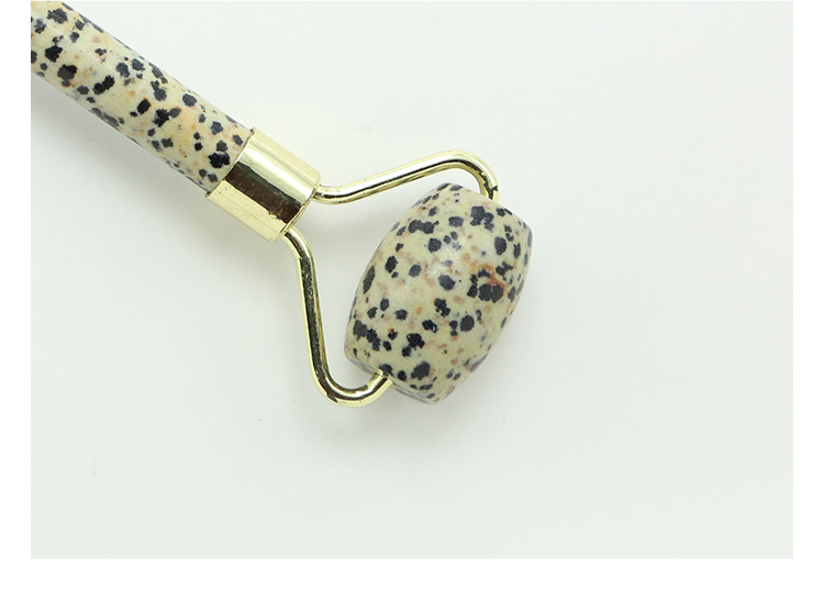 Hot Sell Face Roller Gift Beauty Stick with Natural Dalmatian Jasper Gemstone Skin Care Beauty Product with Gold Plated
