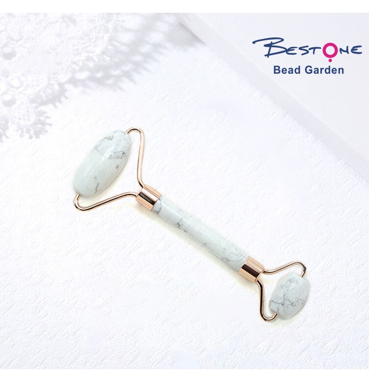 Hot Sell Face Roller Gift Beauty Stick with White Howlite Gemstone Skin Care Beauty Product with Gold Plated