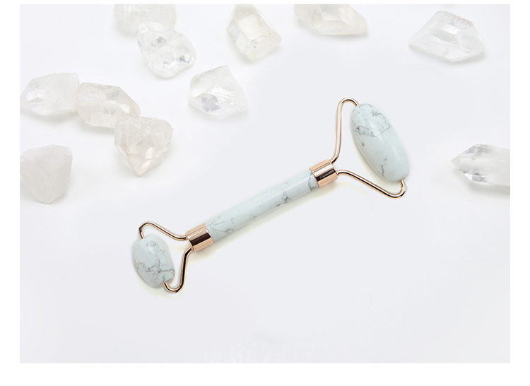 Hot Sell Face Roller Gift Beauty Stick with White Howlite Gemstone Skin Care Beauty Product with Gold Plated