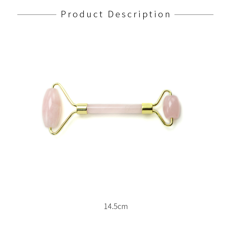 Hot Sell Face Roller Gift Beauty Stick with Natural Rose Quartz Gemstone Skin Care Beauty Product with Gold Plated