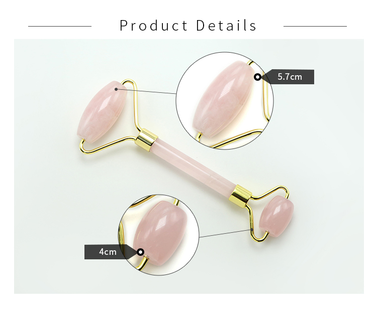 Hot Sell Face Roller Gift Beauty Stick with Natural Rose Quartz Gemstone Skin Care Beauty Product with Gold Plated