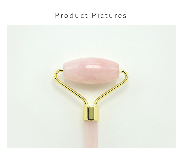 Hot Sell Face Roller Gift Beauty Stick with Natural Rose Quartz Gemstone Skin Care Beauty Product with Gold Plated