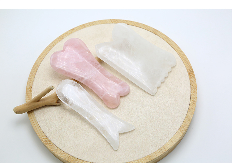 Natural Rose Quartz Gua Sha Scraping Gemstone Face Slimming Massage Tool Gift