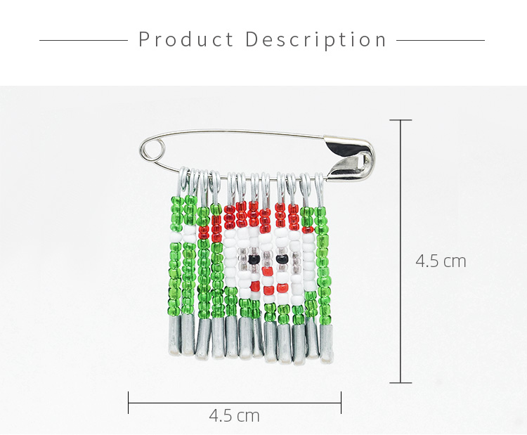 45x45mm Christmas Seed Beads Brooch Pin