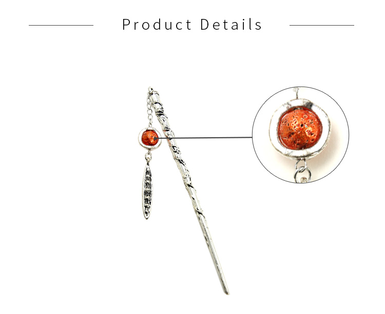 DIY Alloy Bookmark Vintage Metal Stick Bookmark with Lava Bead Decoration