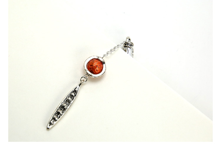 DIY Alloy Bookmark Vintage Metal Stick Bookmark with Lava Bead Decoration