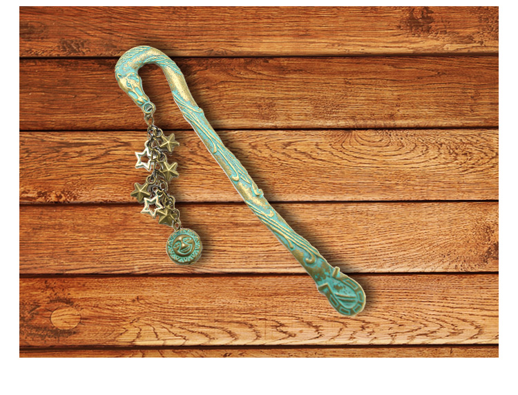 Metal Bookmark for Gifts Custom  Vintage Designed Bookmark with Alloy Start Charms Free Samples