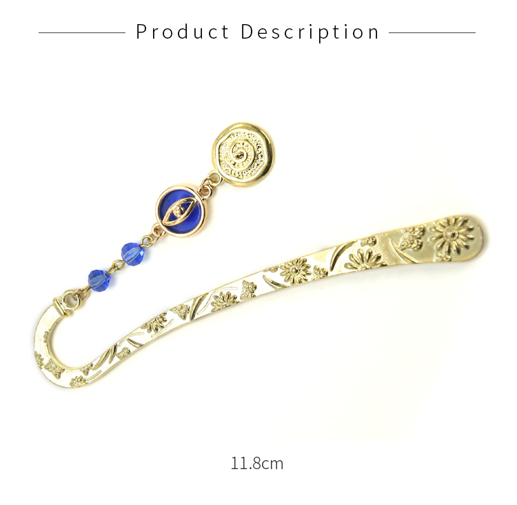 Zinc Alloy Handcrafted Bookmark with Alloy Charm and Glass Beads