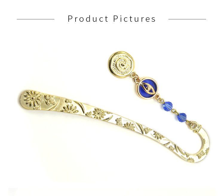 Zinc Alloy Handcrafted Bookmark with Alloy Charm and Glass Beads
