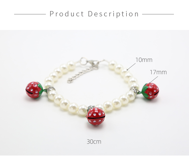 Imitation Pearl Pet Necklace Pet Choker with Strawberry Bell For Dog Cat Pet Jewelry Bead Jewelry