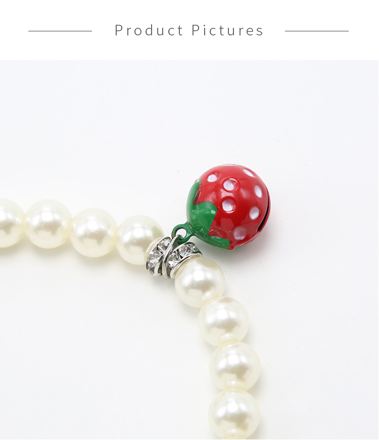 Imitation Pearl Pet Necklace Pet Choker with Strawberry Bell For Dog Cat Pet Jewelry Bead Jewelry