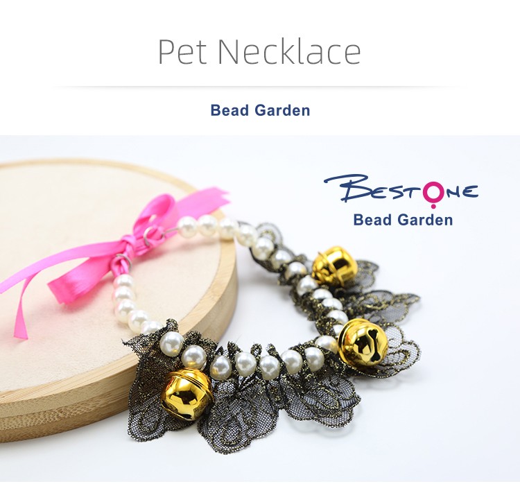 Black Lace Pet Necklace Imitation Pearl  Pet Choker For Dog Cat Pet Jewelry Bead Jewelry