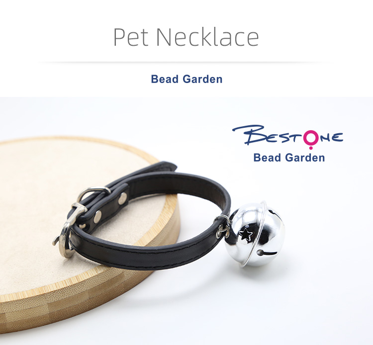 Black PU Collar Pet Necklace Pet Choker with Bell For Dog Cat Pet Jewelry Bead Jewelry