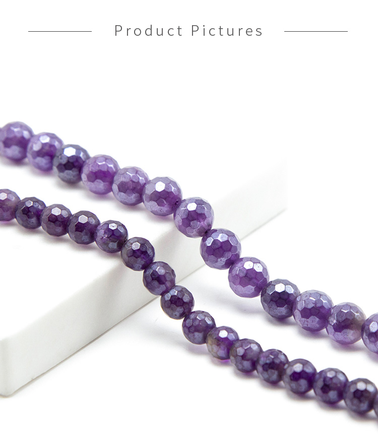 8mm Amethyst with Luster Faceted Round Beads