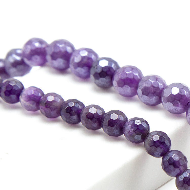 8mm Amethyst with Luster Faceted Round Beads