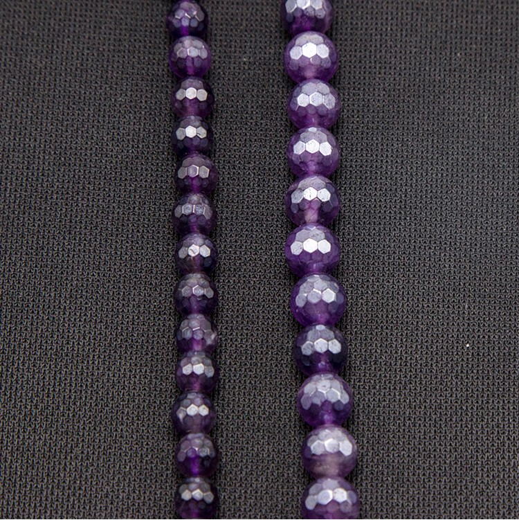 8mm Amethyst with Luster Faceted Round Beads