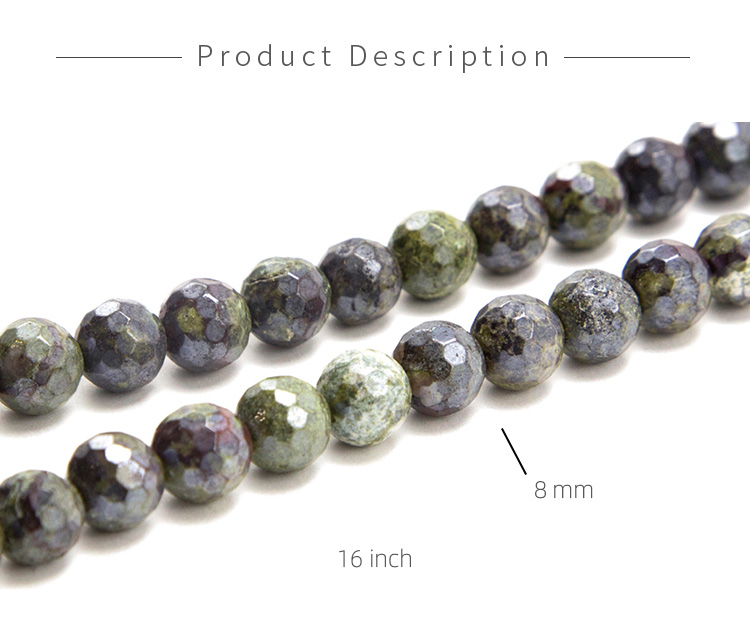 8mm Dragon Blood Stone with Luster Faceted Round Beads