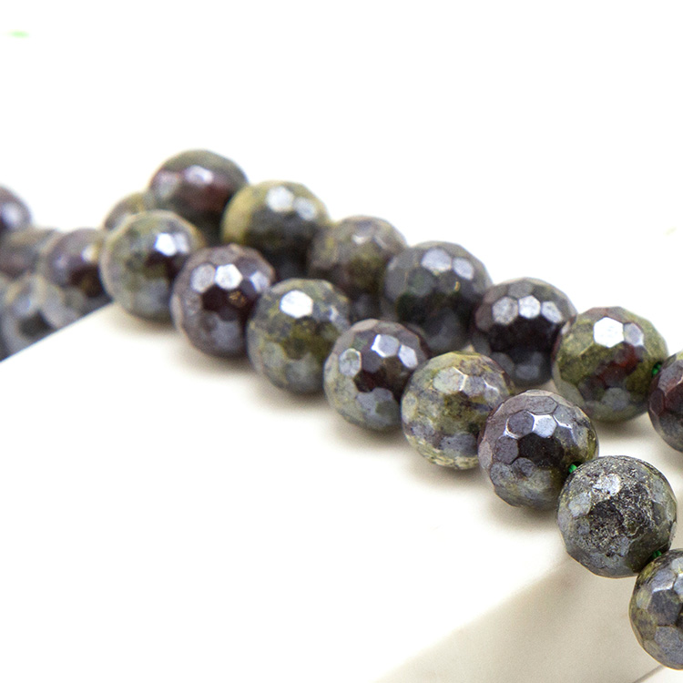 8mm Dragon Blood Stone with Luster Faceted Round Beads