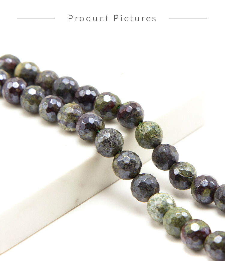 8mm Dragon Blood Stone with Luster Faceted Round Beads