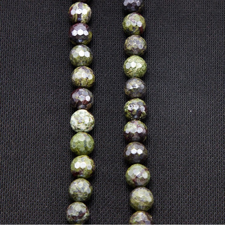 8mm Dragon Blood Stone with Luster Faceted Round Beads