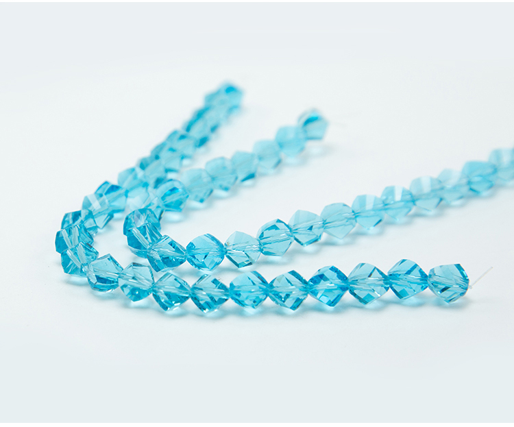 8mm Blue Glass Beads Faceted Twist Beads