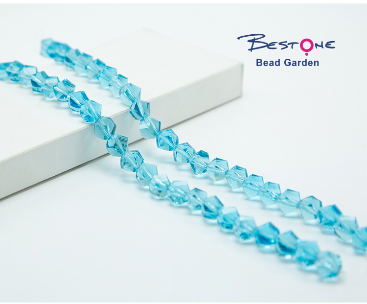 8mm Blue Glass Beads Faceted Twist Beads