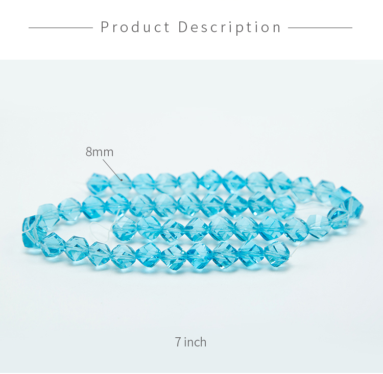 8mm Blue Glass Beads Faceted Twist Beads