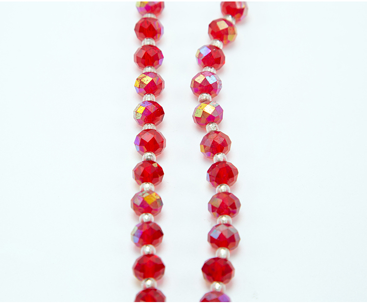 10x8mm Red Faceted Rondelle Beads with Half Multi Iris Plated