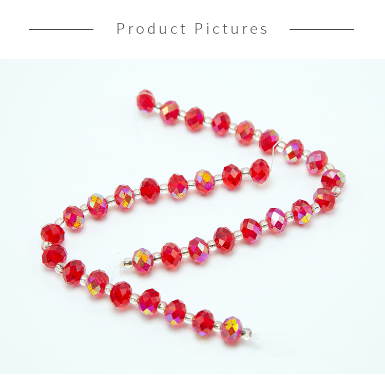 10x8mm Red Faceted Rondelle Beads with Half Multi Iris Plated