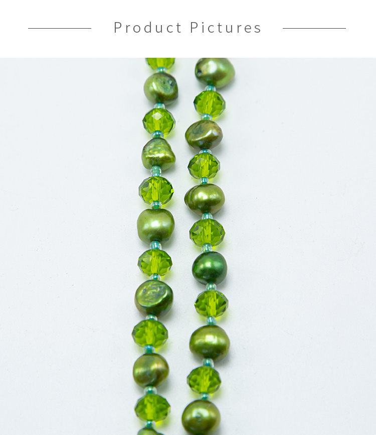 8x6mm Green Faceted Rondelle Glass Beads and Dyed Pearl Beads