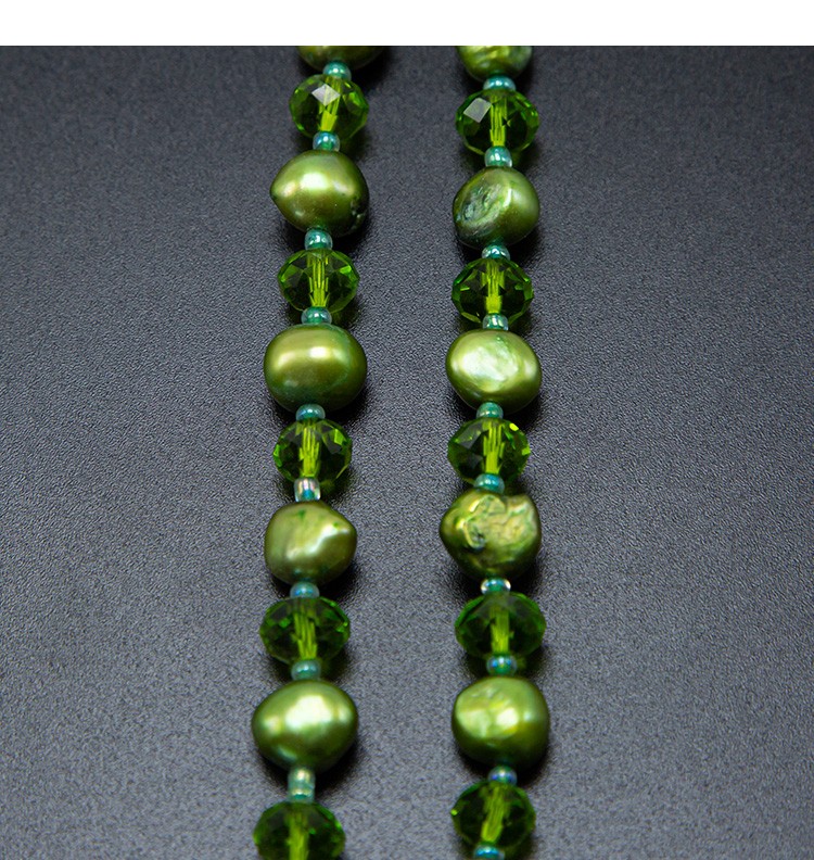 8x6mm Green Faceted Rondelle Glass Beads and Dyed Pearl Beads