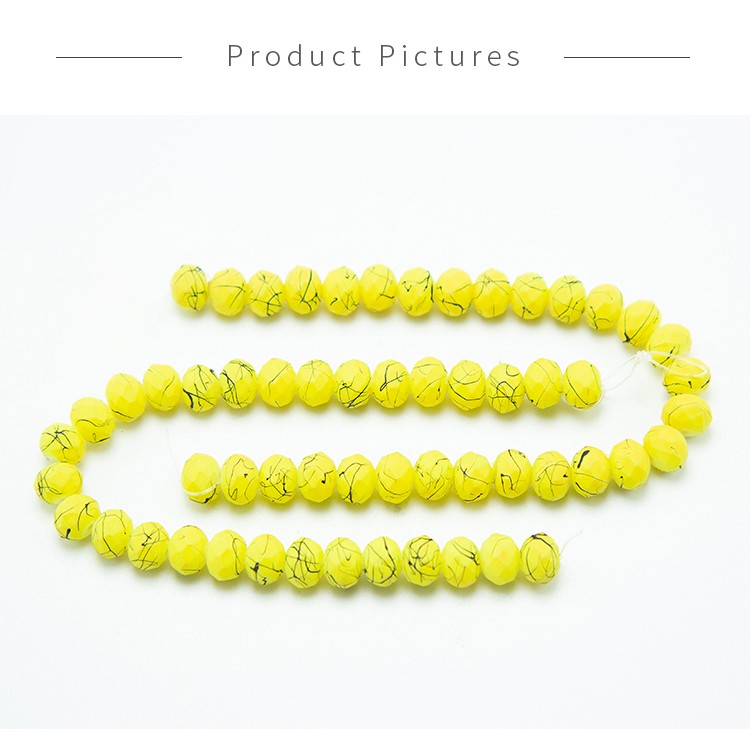 8x6mm Yellow Painted Faceted Rondelle Glass Beads