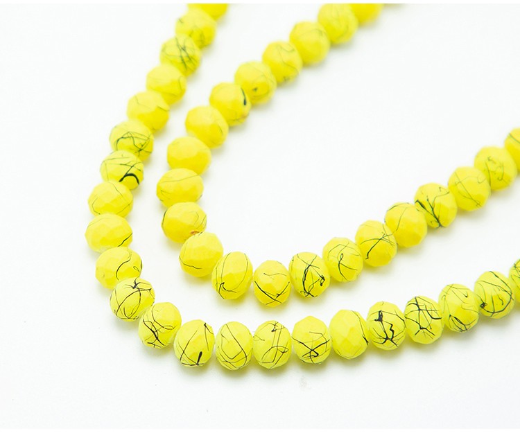 8x6mm Yellow Painted Faceted Rondelle Glass Beads