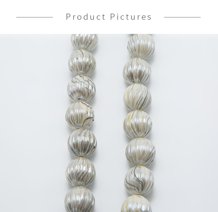 16mm White with Gray Acrylic Pumpkin Beads