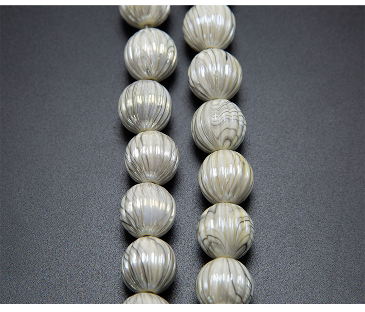 16mm White with Gray Acrylic Pumpkin Beads