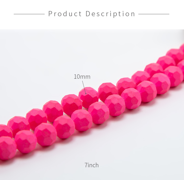 10mm Hot Pink Faceted Round Glass Beads